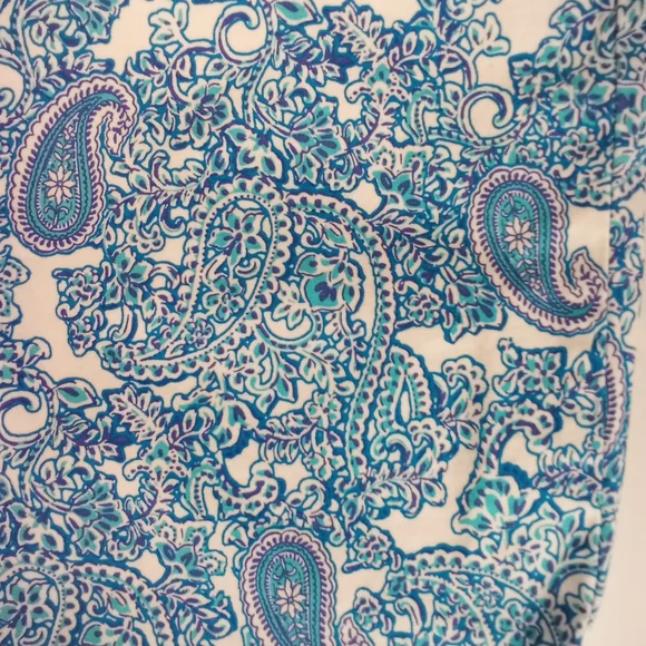 Talbots Perfect Shorts Blue Paisley Classic 10.5" Size 10 Mature Preppy - Picture 2 of 5